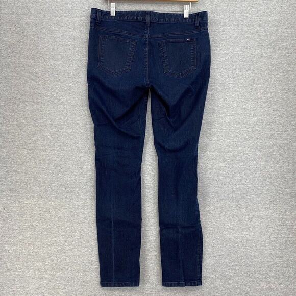 Tommy Hilfiger Jeans Womens 12 Skinny Mid Rise Dark Denim Stretch Front Zipper - Picture 4 of 11